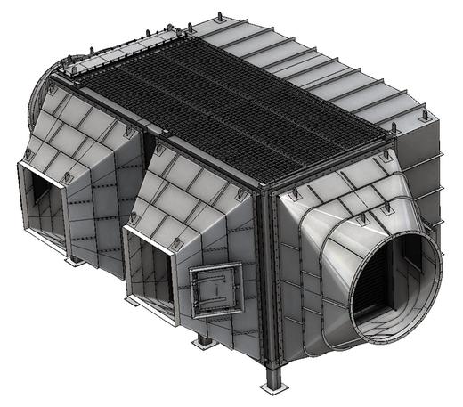 Technická a výrobní dokumentace spalinového výměníku - náhled 3D modelu