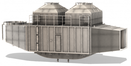 Spalinový výměník pro ohřev vzduchu - náhled 3D modelu.